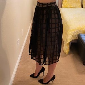Midi black mesh skirt